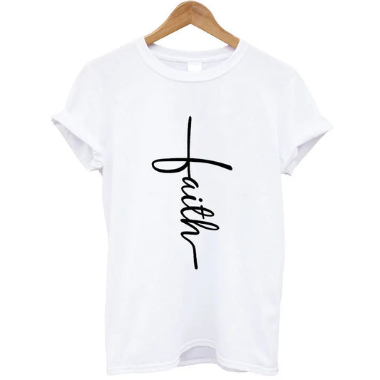 Women T Shirt Summer Short Sleeve Jesus T-shirt Christian Cross Printing Streetwear Ladies Graphic Summer Female