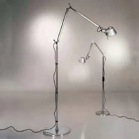 Silver Retro LED Floor Lamp Adjustable Floor Lamp Designer Standing Lamp Floor Long Bedroom Living Room Studio Floor Lamps
