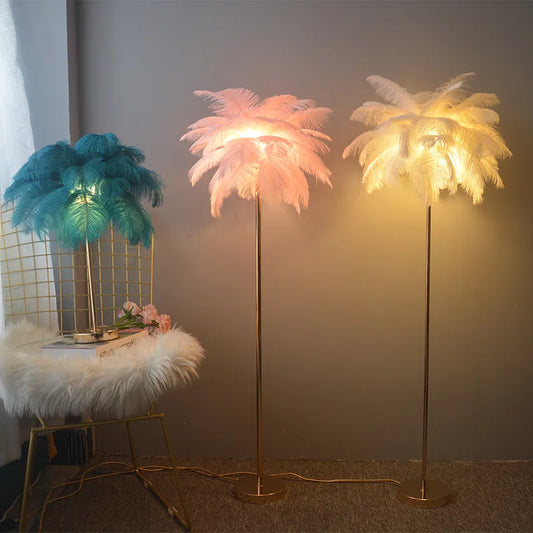 nordic decoration floor lamp for living room decor light ostrich feather lamps tall lamps for bedroom standing lamp LED lighting