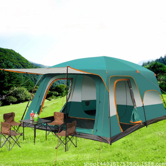 320X220X195cm Two-bedroom Tent Oversize for 5-8 Person Leisure Camping Tents Double-plies Thick Rainproof Outdoor Family