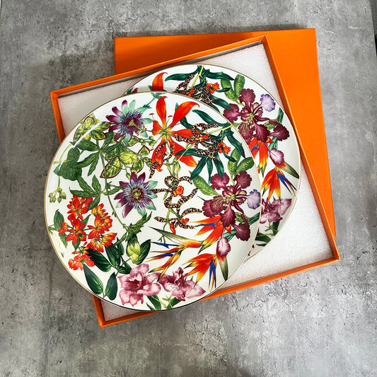 Creative Tableware Dinner Plates Luxury Ceramic Plate Hand-Painted  Art  Set Charger Plates for Wedding Pasta Plate