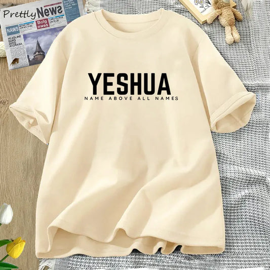 Vintage Yeshua Christian T-Shirt Women Faith Tshirt Jesus Cotton Short Sleeve Letter Print T Shirt Unisex Streetwear God Tops