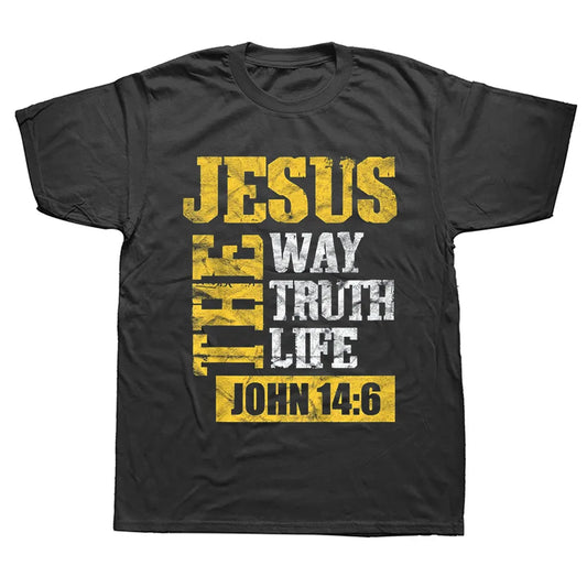 Jesus The Way Truth Life John 14:6 Christian T Shirts Graphic Cotton Streetwear Short Sleeve Birthday Gifts Summer Style T-shirt