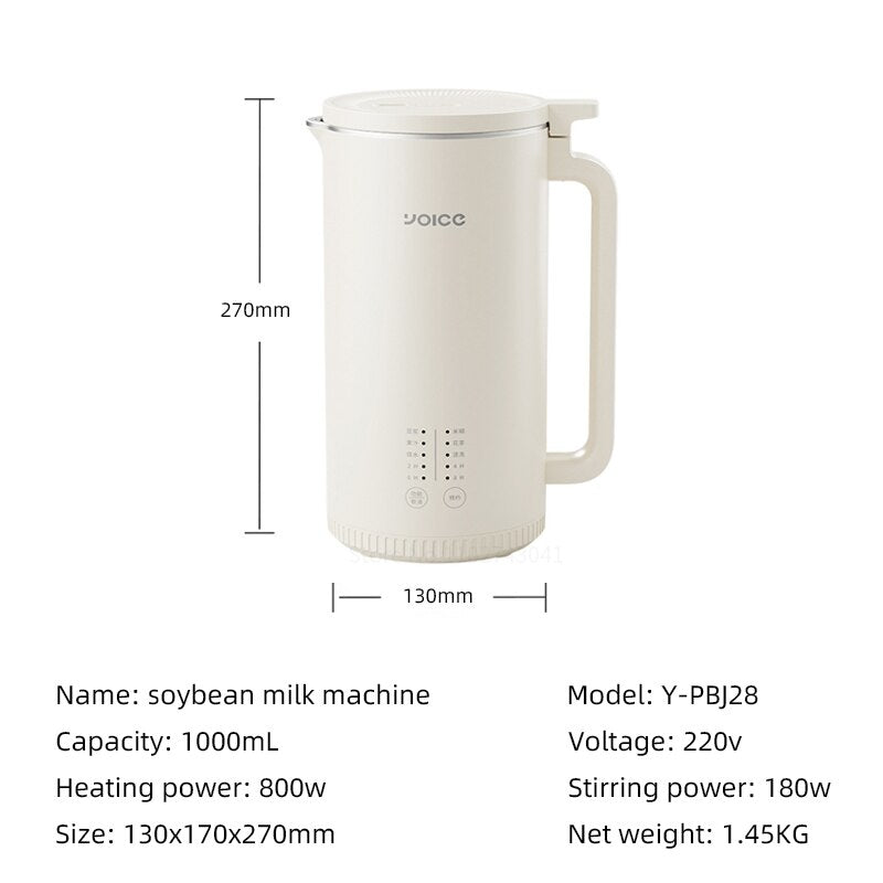 1000ml Soybean Milk Machine Multifunction Juicer Portable Blender Wall Breaking Machine Automatic Heat Home Soy Milk Maker 220V