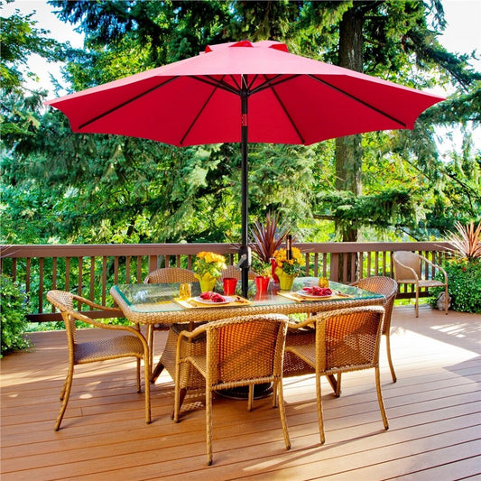 9-Foot Patio Umbrella with Crank and Button Tilt, Outdoor Umbrella, Garden Umbrella, Outdoor Furniture (Us Stock)
