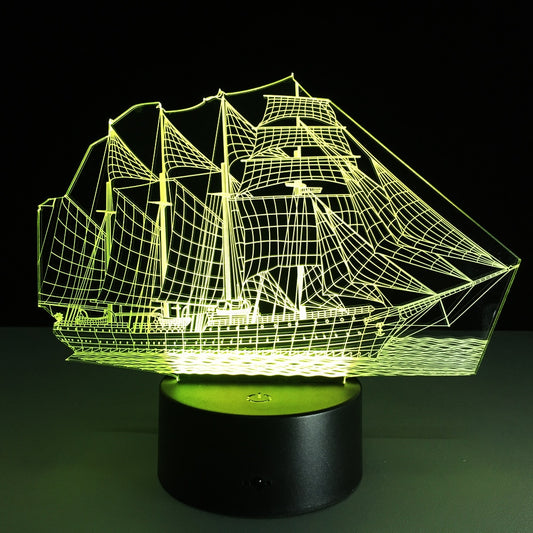 Sail Boat - 3D Optical Illusion Novelty Table Lamp Beautiful Sea Boat Shape Night Light