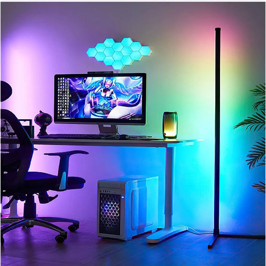 RGB Corner Floor Lamp LED Dimmable Corner Floor Lamp Bedroom Living Rom Decor Indoor Standing Lamps For Home Decoration